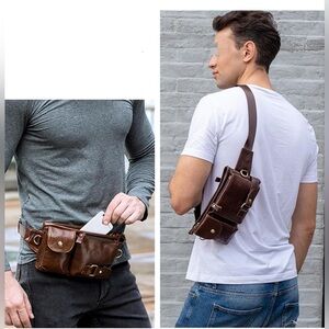 Brown Leather Men's Crossbody Bag